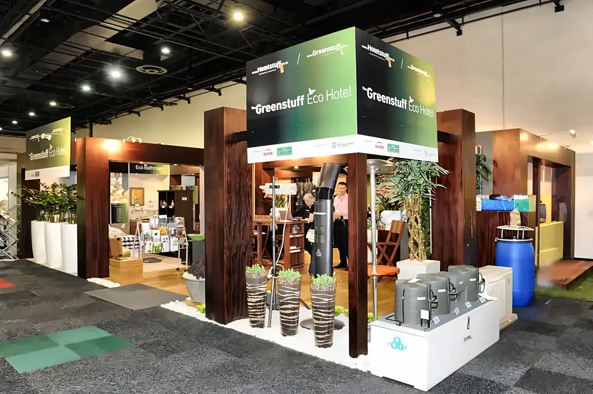 Greenstuff eco hotel exhibition at Hostex, created by Lorraine Jenks